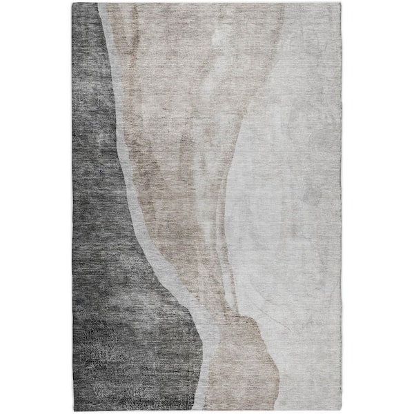 Dream Shag Premium Machine Washable Abstract ADS667 Charcoal 3 ft. x 5 ft. Area Rug