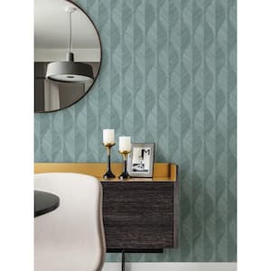 Oresome Teal Ogee Wallpaper Sample