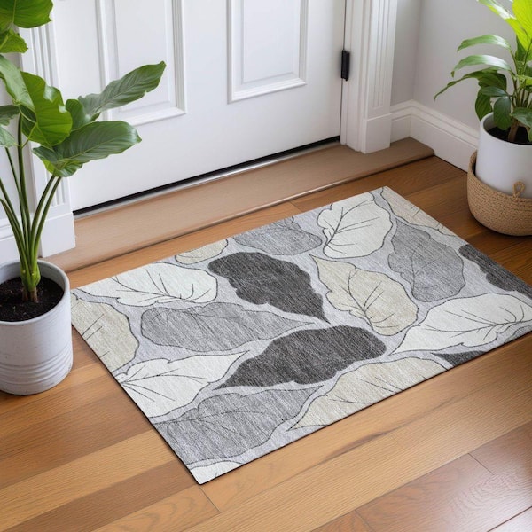 Chantille Machine Washable Indoor/Outdoor Abstract ACN2348 Silver 2 ft. x 3 ft. Accent Rug