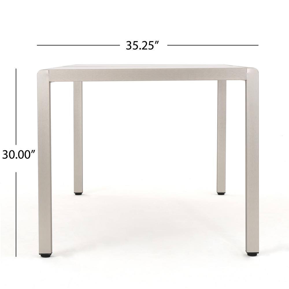 Sleek Aluminum and Opaque Glass Modern Outdoor Dining Table