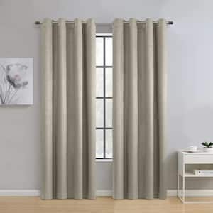 Paris Taupe Polyester Velvet 52 in. W x 108 in. L Grommet Indoor Blackout Curtain (Single Panel)