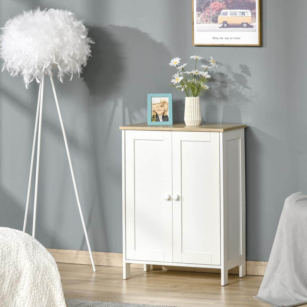 White Freestanding Office Storage Cabinet with Adjustable Shelving