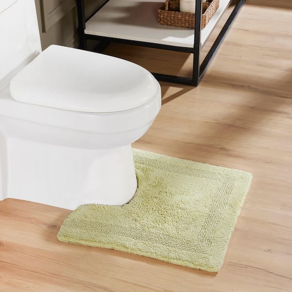 Lux Collection Sage 20 in. x 20 in. Contour 100% Cotton Reversible Race Track Pattern Bath Rug