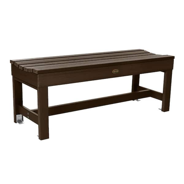 Highwood Weldon 46 in. 2-Person Weathered Acorn Plastic Outdoor Bench