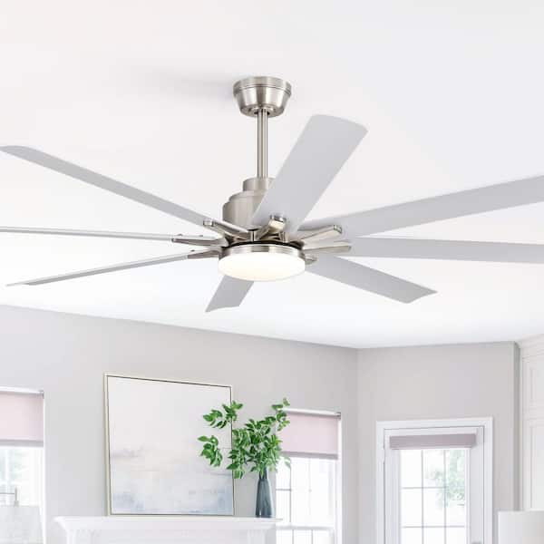 52 in. Indoor Silver Durable ABS Fan Blade 6 Speeds Downrod Standard Ceiling Fan with Remote and Reversible DC Motor
