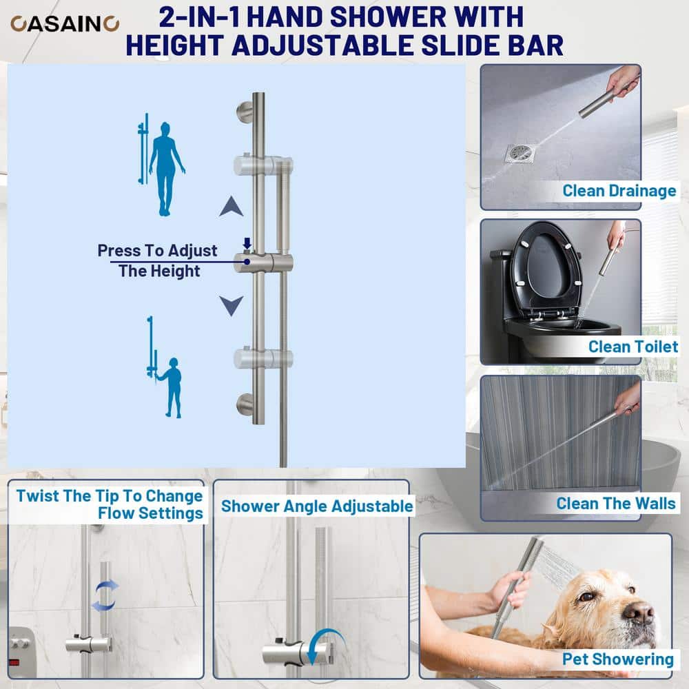 Brushed Nickel Dual Showerhead System with Digital Display