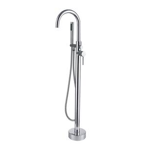 1-Handle Freestanding Bathtub Faucet with Hand Shower in Chrome