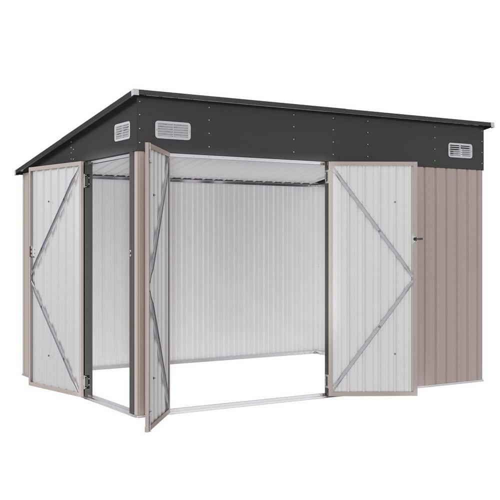Sizzim 10 ft. W x 8 ft. D Outdoor Lean to Storage Metal Shed with