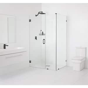 34.5 in. W x 34 in. D x 78 in. H Pivot Frameless Corner Shower Enclosure in Oil Rubbed Bronze Finish with Clear Glass