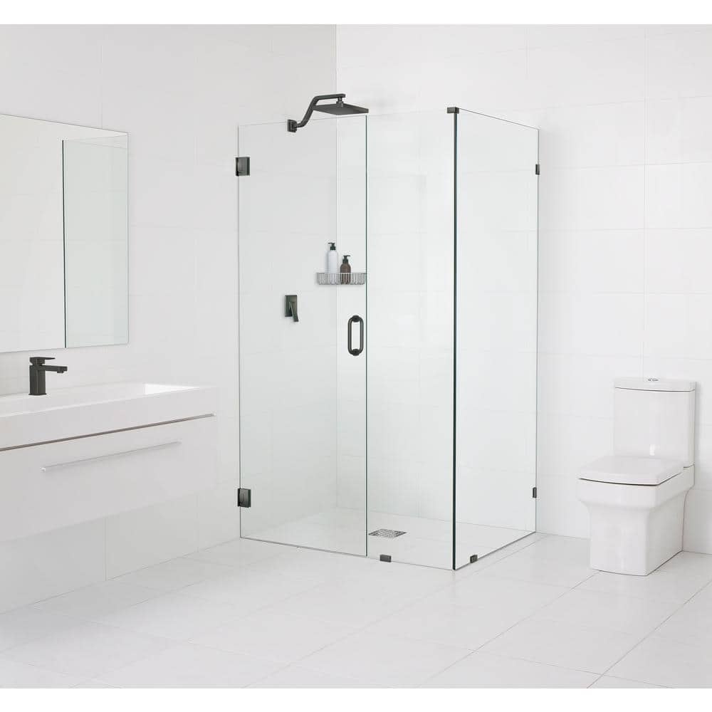 78" Frameless Clear Glass Shower Enclosure with Bronze Fittings