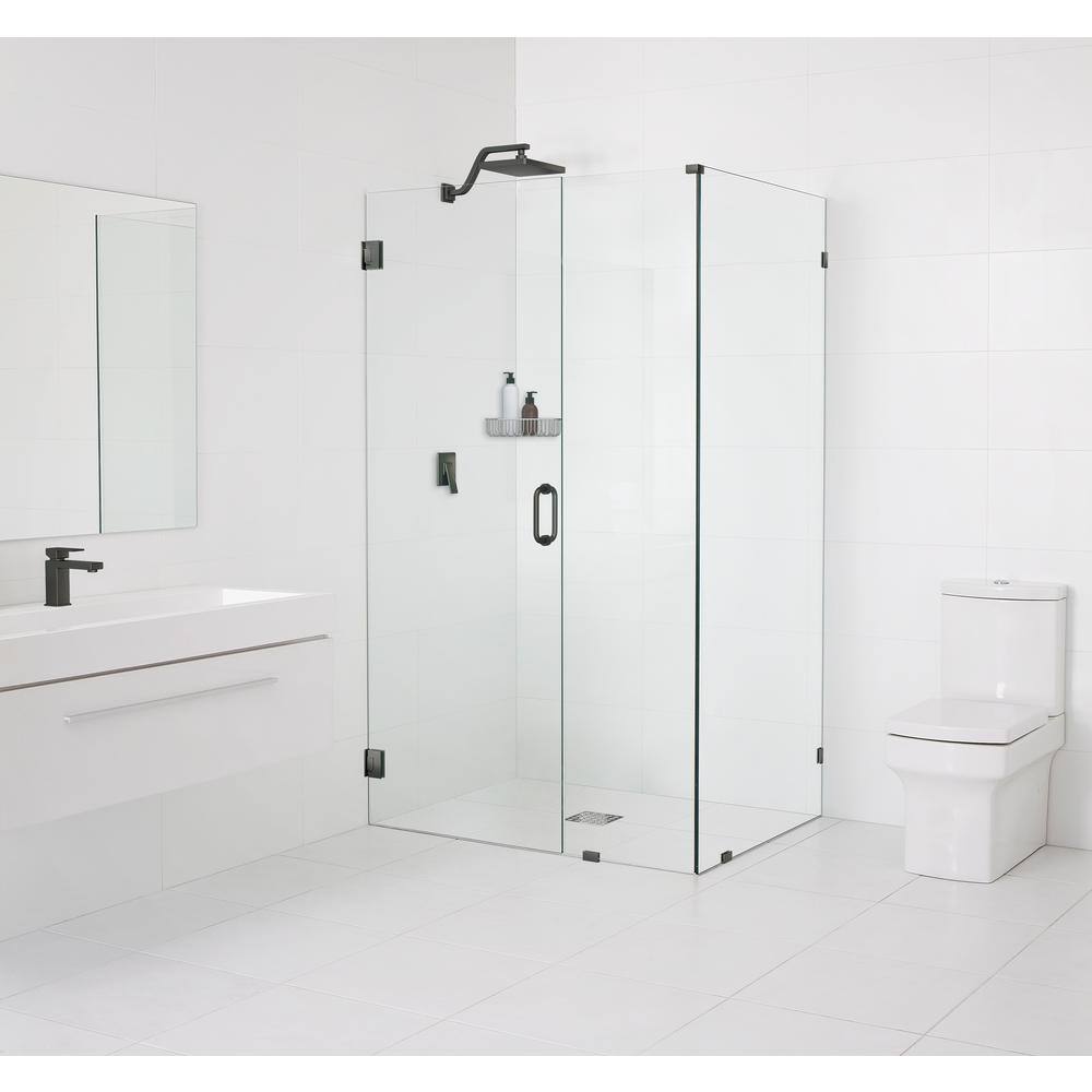 78" Frameless Clear Glass Shower Enclosure with Bronze Fittings