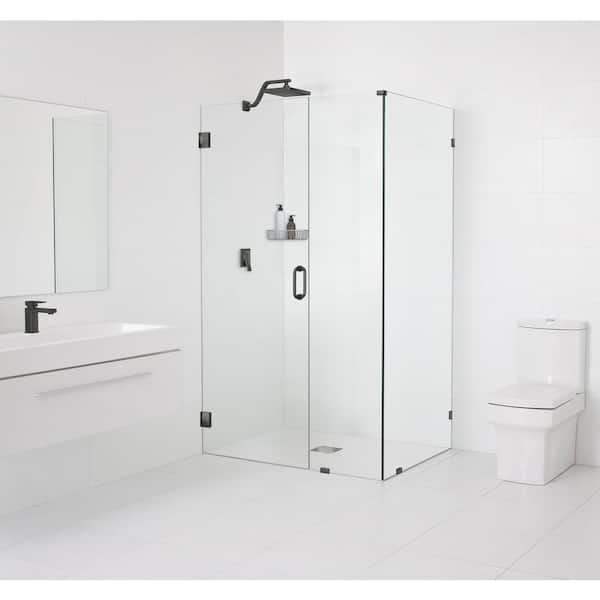 Glass Warehouse 48 in. W x 43.5 in. D x 78 in. H Pivot Frameless Corner Shower Enclosure in Oil Rubbed Bronze Finish with Clear Glass