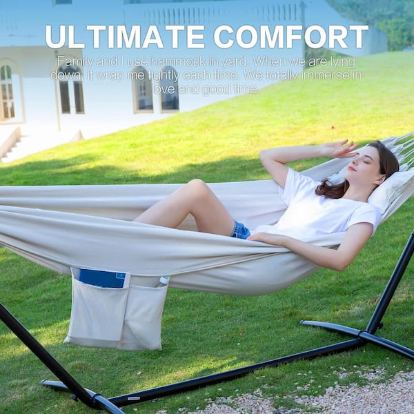 9 ft. 2-Person Heavy Duty Double Hammock with Space Saving