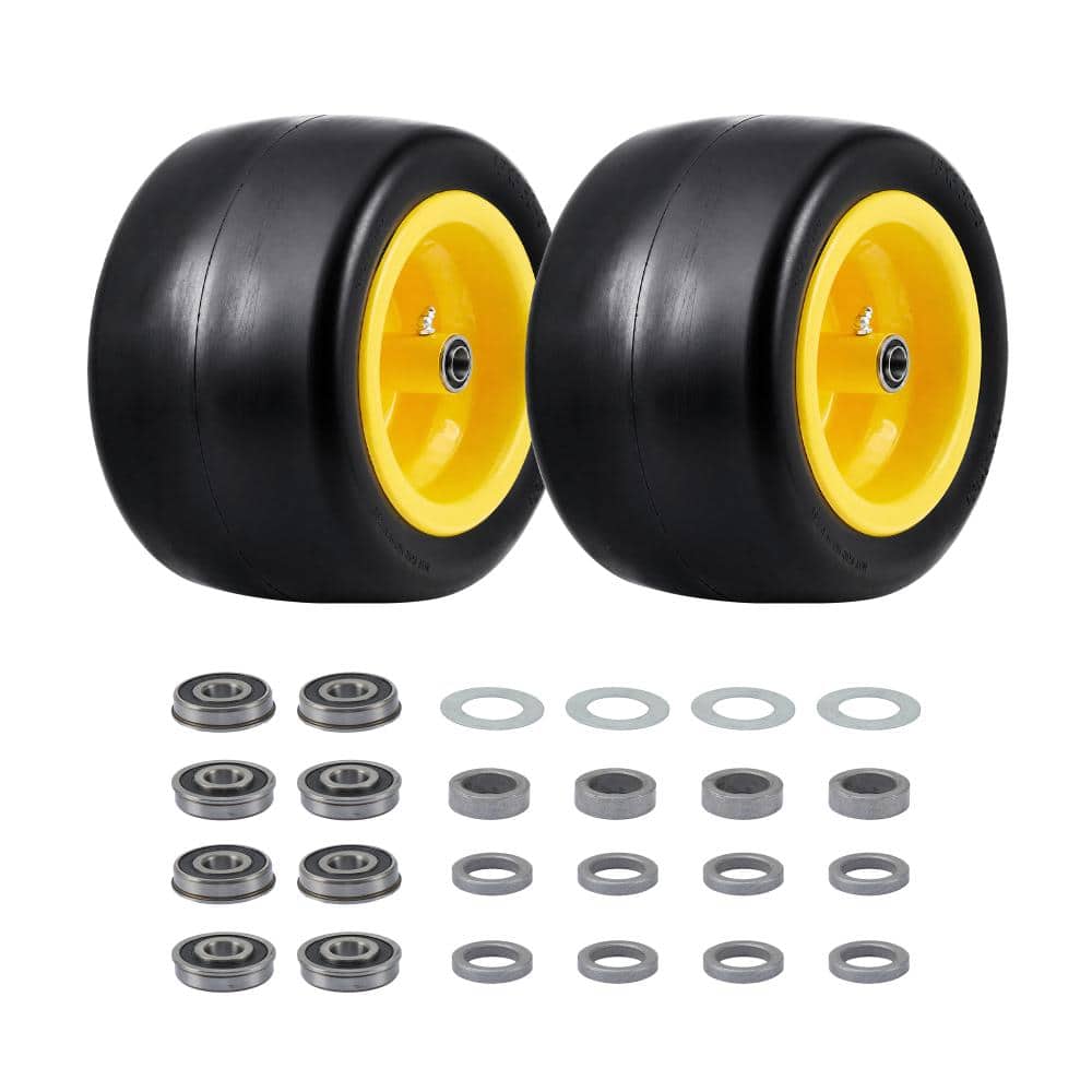"2 Pack 11×6.00-5 Lawn Mower Tire & Wheel Set,6""- 8"" Centered Hub Lawn Mower Wheel, 1/2"" 5/8"" 3/4"" Ball Bearings,Yellow" price history on PriceWatchPro