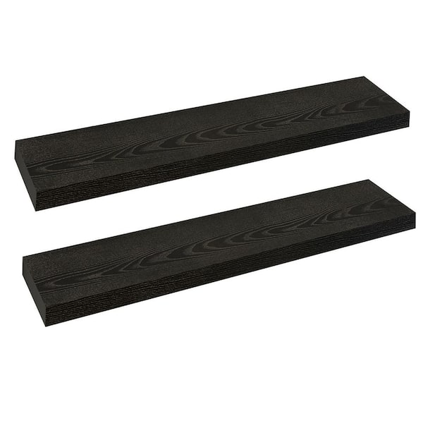 Unbranded 48 in. W x 9.1 in. D Black Floating Shelves Decorative Wall Shelf (Set of 2)