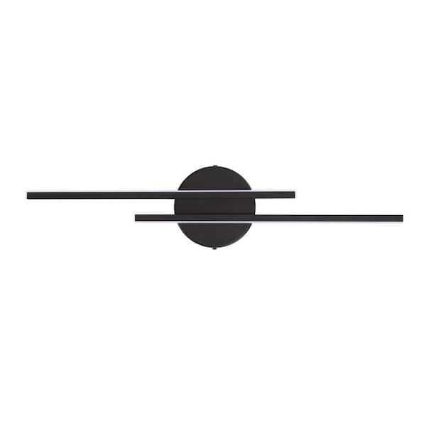 Pia Ricco 21.5 in. 2-Light Black LED Vanity Light for Bathroom