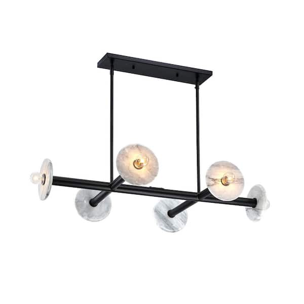 Designers Fountain Fina 6-Light Matte Black Modern Linear Chandelier for Dining Areas