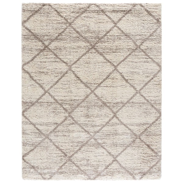 Hudson Shag 8 ft. x 10 ft. Multi Ivory/Beige Geometric Area Rug
