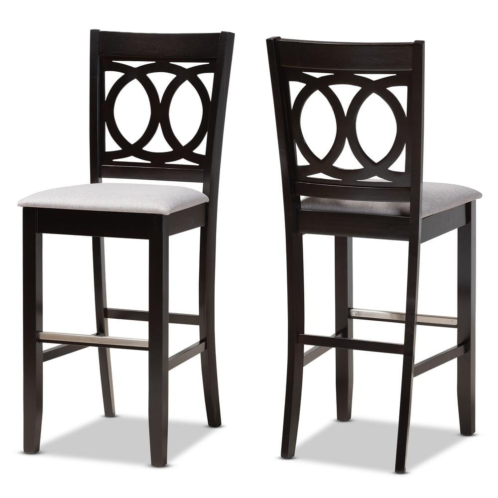 Carson Espresso and Gray Upholstered Wood Bar Stool Set