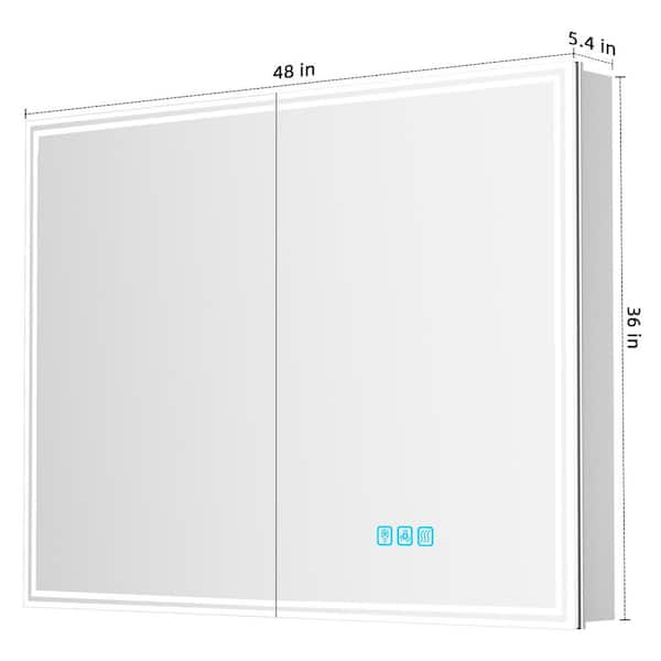 Ziyudura 48 in. W x 36 in. H Rectangular Aluminum Medicine Cabinet