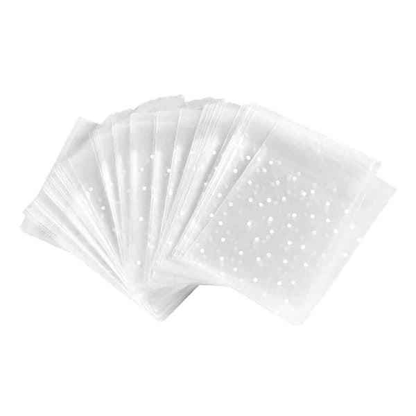 White Polka Dot Self Sealing Cellophane Treat Bags with Thank You Stickers 4 x 4 in.100 Pack