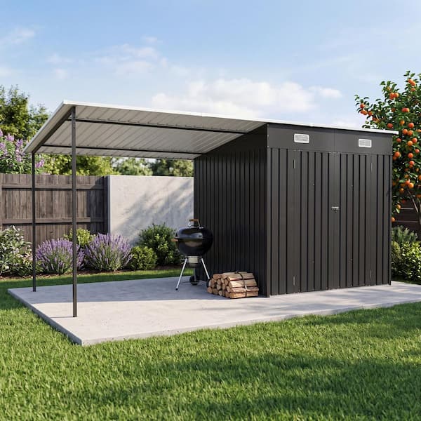 14 ft. W x 6 ft. D Metal Shed with Open Pergola, 8 x 6 Outdoor Storage Shed for Patio (31 sq. ft.)