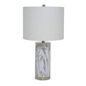 24.5 in. Faux Marble Table Lamp with White Shade