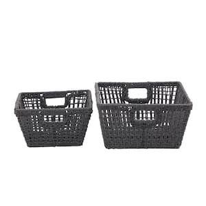 Cotton Handmade Storage Basket with Handles (Set of 2)