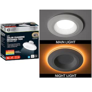 6 in. Adjustable CCT Integrated LED Recessed Light Trim w/ Night Light 670 Lumens Retrofit Kitchen Lighting Dimmable