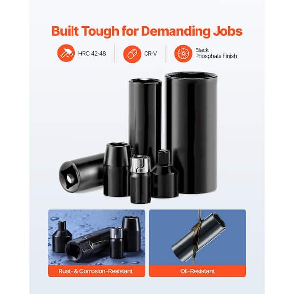 96-Piece 3/8 in. Drive Impact Socket Set, SAE (5/16 in.-3/4 in. ) & Metric (8-22 mm), Cr-V Steel, with Extensions & Case