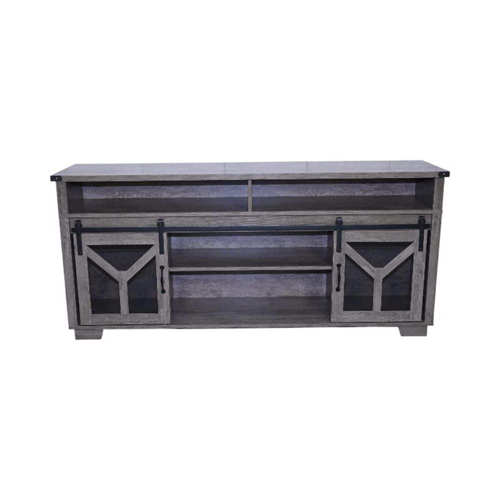 Farmhouse Country Gray TV Stand Entertainment Center Fits TVs up to 75 in. with LED Lights and Barn Doors price history on PriceWatchPro