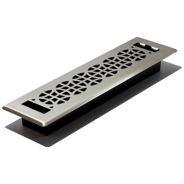 Decor Grates Eclipse 12 in. x 2 in. Floor Register in Brushed Nickel