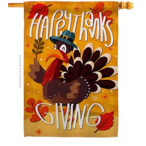 28 in. x 40 in. Happy Thanksgiving Turkey Fall House Flag Double-Sided Decorative Vertical Flags