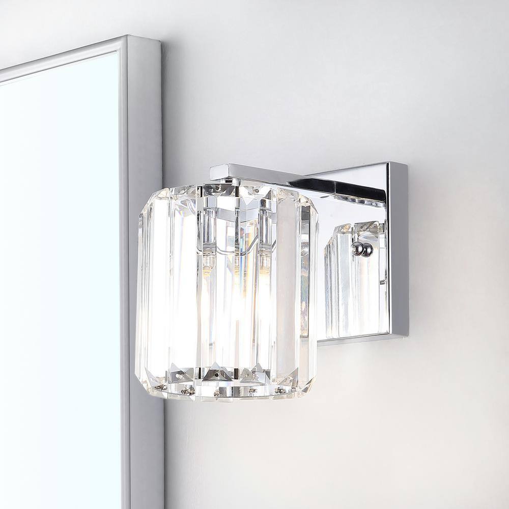 Coco Prism 6.75" Chrome and Clear Glass Glam Vanity LED Light