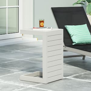 Cape Coral White Square Metal Outdoor Side Table