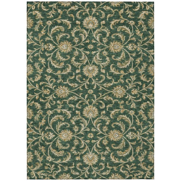 Chantille Machine Washable Indoor/Outdoor Abstract ACN3078 Emerald 3 ft. x 5 ft. Area Rug