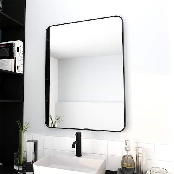 Blisstyle Black 24 in. W x 32 in. H Farmhose Rectangle Aluminum Alloy Framed Mirror Wall Mirror Vanity Mirror