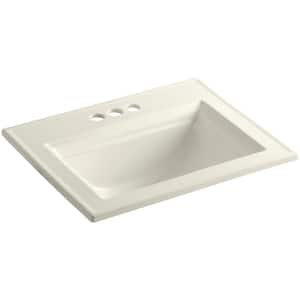 Memoirs Drop-In Vitreous China Bathroom Sink in Biscuit with Overflow Drain