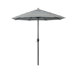 7.5 ft. Black Aluminum Market Patio Umbrella Auto Tilt in Gateway Mist Sunbrella