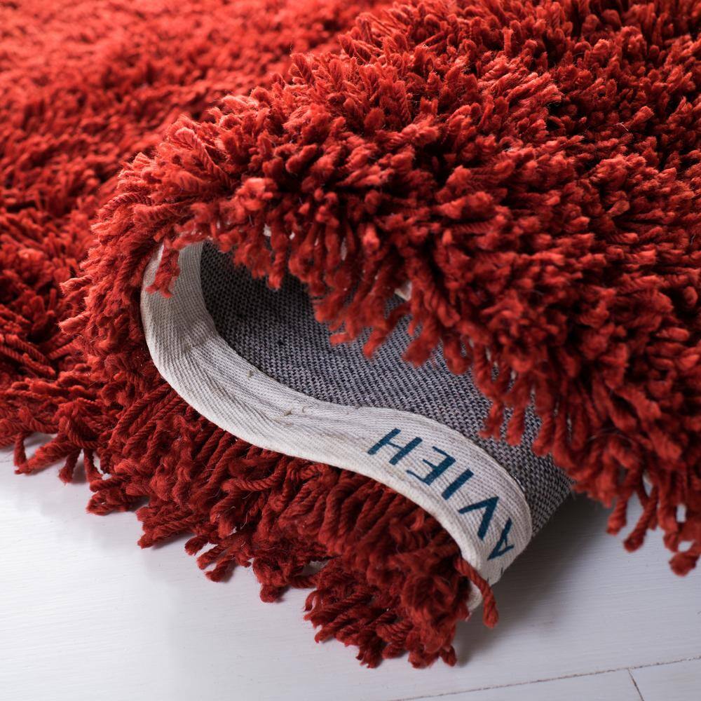 Rust Hand-Tufted Synthetic Shag Area Rug 3' x 5'
