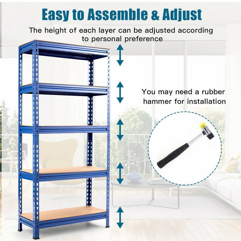 Blue 60'' Heavy Duty 5-Tier Adjustable Metal Storage Rack