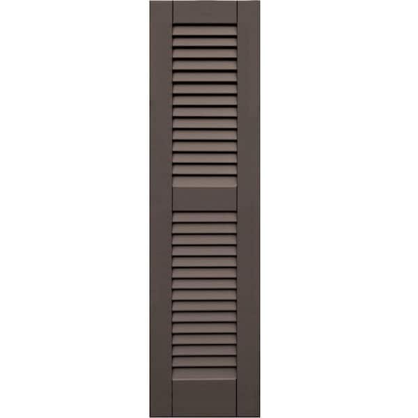 Winworks Wood Composite 12 in. x 45 in. Louvered Shutters Pair #641 Walnut