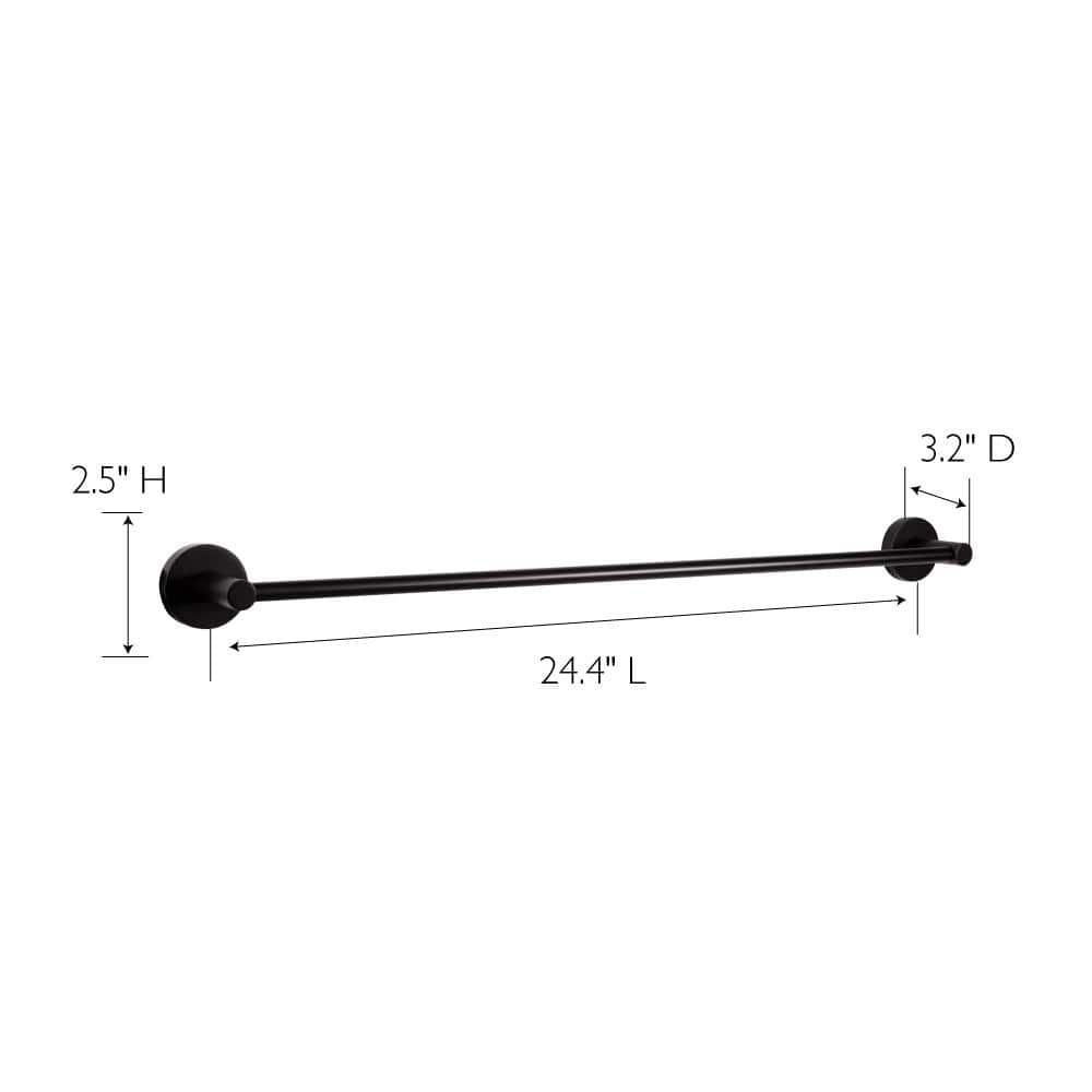Kelton Matte Black 24-Inch Wall Mounted Towel Bar