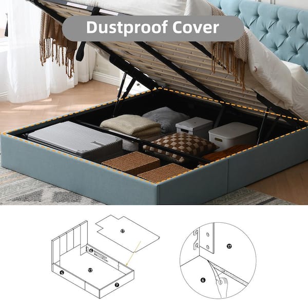 Ahokua Aqua Blue Frame Full Size Upholstered Platform Bed with