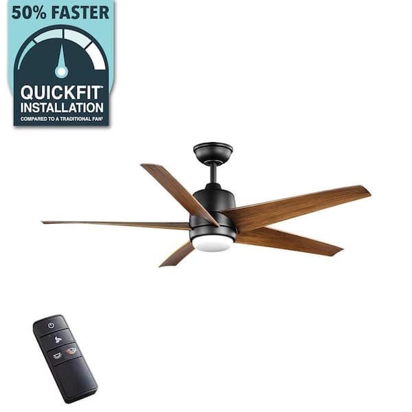 Hampton Bay Mena 54 in. White Color Changing Integrated LED Indoor/Outdoor Matte Black Ceiling Fan with Light and Remote Control
