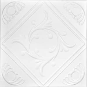 Diamond Wreath Ultra Pure White 1.6 ft. x 1.6 ft. Decorative Foam Glue Up Ceiling Tile (21.6 sq. ft./case)