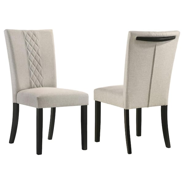 Coaster Malia Beige and Black Fabric Solid Back Dining Side Chair Set of 2