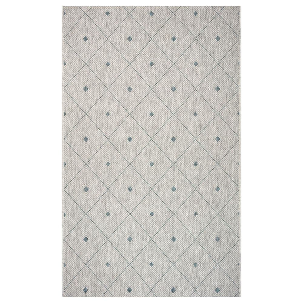 Silveria Patio Blue/Gray 7 ft. 9 in. x 9 ft. 9 in. Geometric Trellis ...