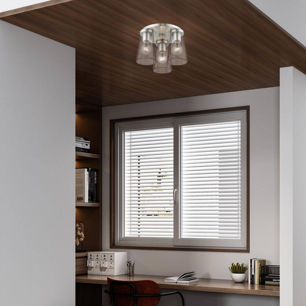Cityview Brushed Nickel 3-Light Flush Mount with Clear Glass