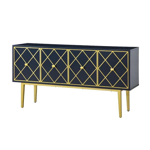 JAYDEN CREATION Fay Navy 63 in. Wide Sideboard with Metal Legs